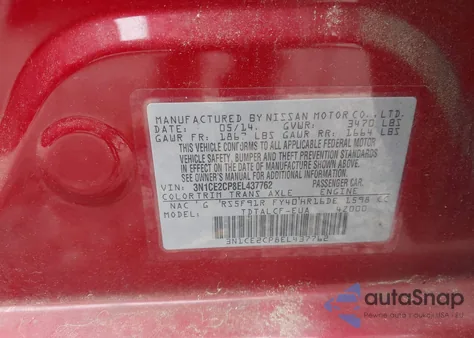 2014 Nissan Versa Note S (Sr) from USA, damaged, VIN 3N1CE2CP8EL437762